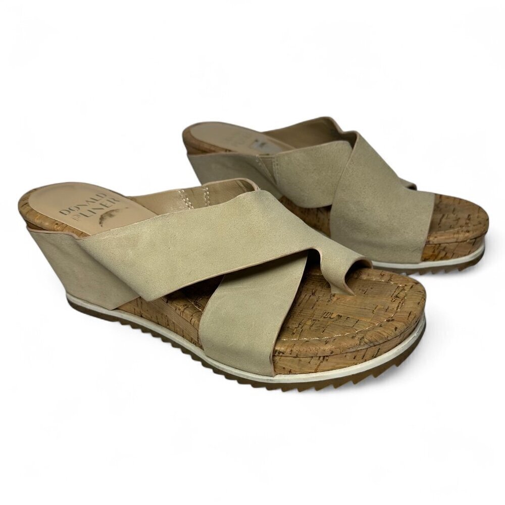 DONALD PLINER Women's Sisu Wedge Suede Sandal, Beige, US 7.5, NWOB - Picture 2 of 16